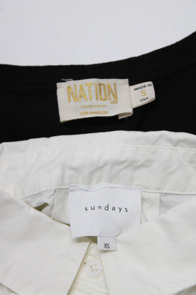 Sundays Nation LTD. Womens Cotton Short Sleeve Blouse Top White Size XS S Lot 2