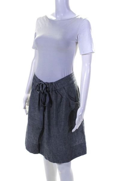 Eileen Fisher Womens Elastic Waist Drawstring A Line Skirt Gray Size Medium
