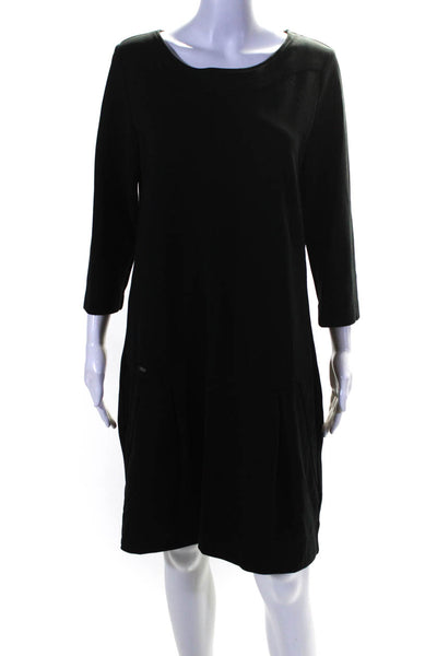 Lacoste Womens 3/4 Sleeve Knit Crew Neck Shift Dress Black Size FR 44