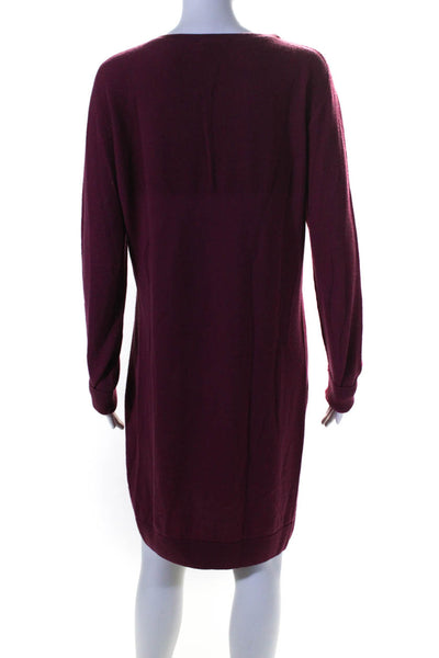 Lacoste Womens Long Sleeve Crew Neck Sweater Shift Dress Magenta Size FR 42