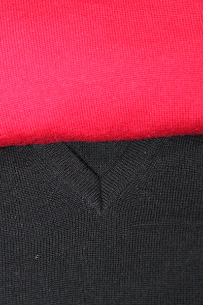 Lacoste Womens V Neck Pullover Sweater Red Black Wool Size FR 44 Lot 2