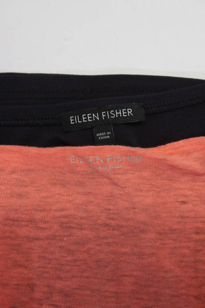 Eileen Fisher Womens Embellished Silk Linen Tank Top Orange Purple Large Lot 2