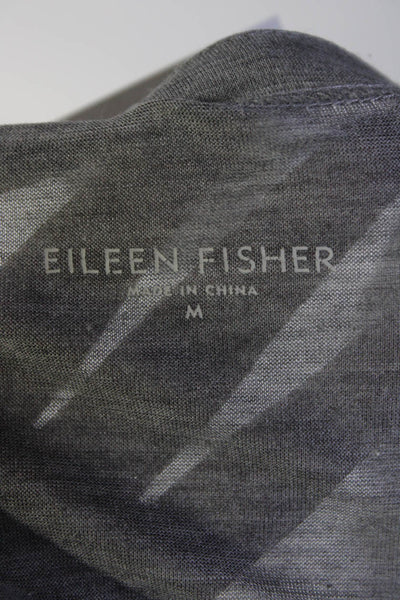 Eileen Fisher Womens Long Button Up Cardigan Sweater Gray Silk Cotton Medium