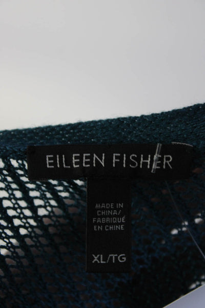 Eileen Fisher Womens Loose Knit V Neck Oversize Sweater Blue Size Extra Large