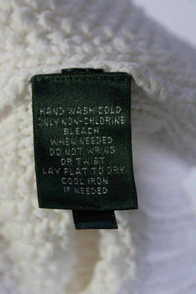 Lauren Ralph Lauren Womens Chunky Knit Crew Neck 3/4 Sleeve Sweater White Large