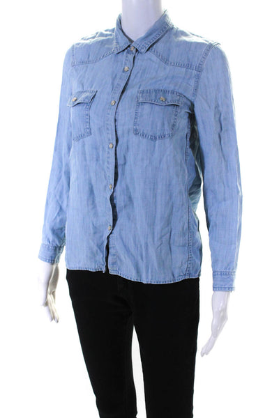The Kooples Womens Long Sleeve Button Front Collared Shirt Blue Size Extra Small