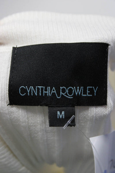 Cynthia Rowley Womens Short Sleeve Ribbed Cropped Polo Shirt White Size Medium