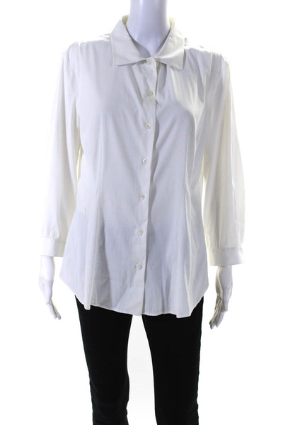 Prada Womens Button Front Long Sleeve Collared Shirt White Size IT 44