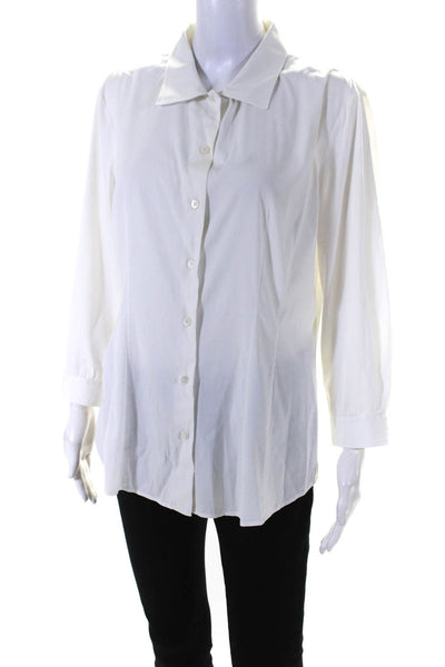 Prada Womens Button Front Long Sleeve Collared Shirt White Size IT 44