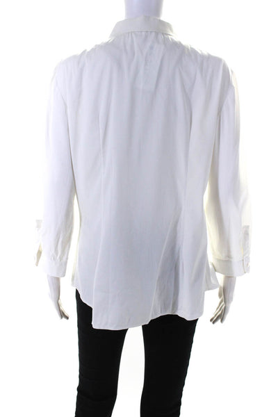 Prada Womens Button Front Long Sleeve Collared Shirt White Size IT 44