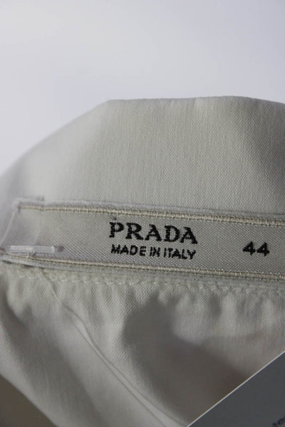 Prada Womens Button Front Long Sleeve Collared Shirt White Size IT 44