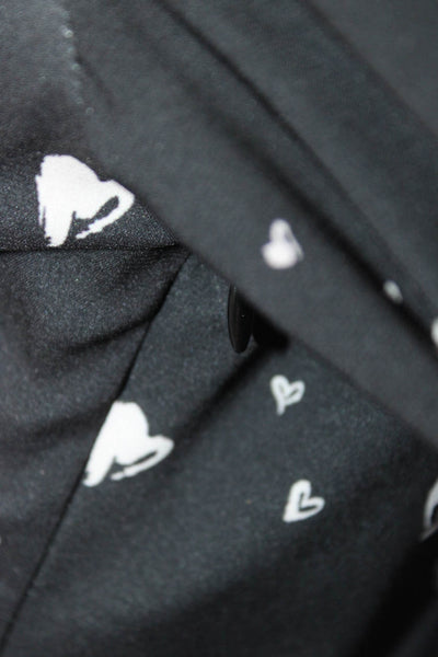 Parker Womens V-Neck Long Sleeves Cinch Mini Heart Print Mini Dress Black Size 2