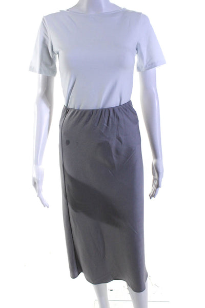 Jenni Kayne Womens Gray Satin Pull On Midi A-line Skirt Size XS