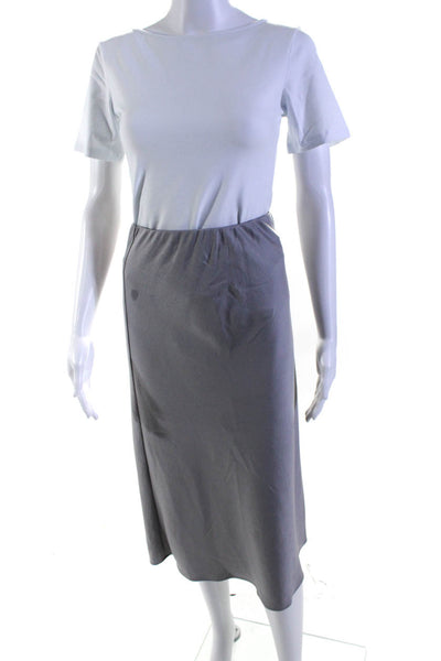 Jenni Kayne Womens Gray Satin Pull On Midi A-line Skirt Size XS