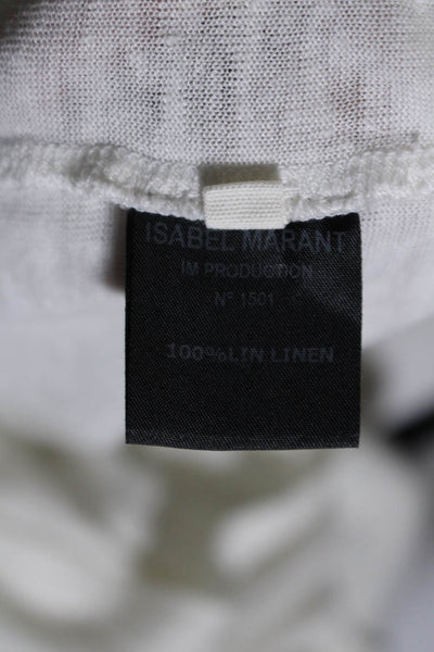 Isabel Marant Etoile Womens Linen Short Sleeve Basic T shirt White Size L