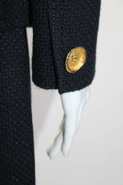 Bill Blass Womens Textured Notched lapel One Button Suit Skirt Set Blue Size 10