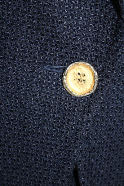 Bill Blass Womens Textured Notched lapel One Button Suit Skirt Set Blue Size 10