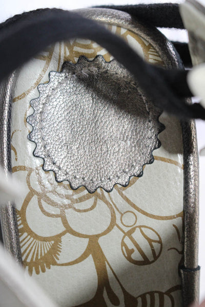 Fly London Womens Back Lace Open Toe Platform Shoe Leather Gold Size 6 US
