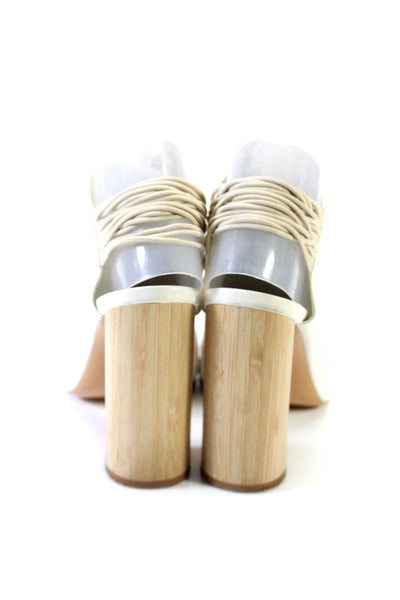 3.1 Phillip Lim Womens Open Toe Heel wood Leather White Size 7.5 US