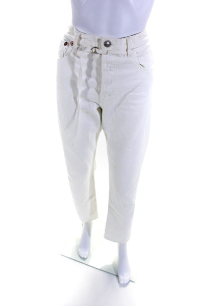 R13 Women's Button Closure Five Pockets Straight Leg Denim Pant White Size 24