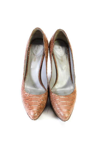 Sergio Rossi Women's Pointed Toe Platform Stiletto Textured Shoe Mauve Size 8.5