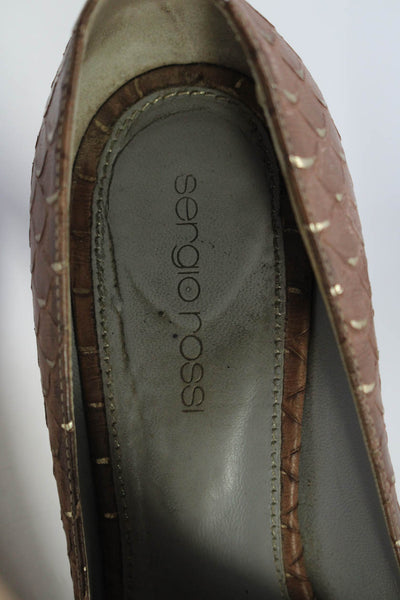 Sergio Rossi Women's Pointed Toe Platform Stiletto Textured Shoe Mauve Size 8.5
