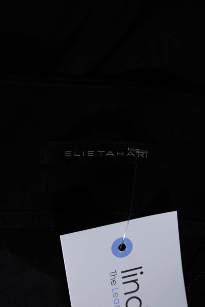 Elie Tahari Women's Button Closure Flat Front Straight Leg Pant Black Size 12