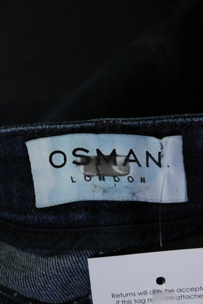 Osman Women's High Waist Button Closure Dark Wash Wide Leg Denim Pant Size 10