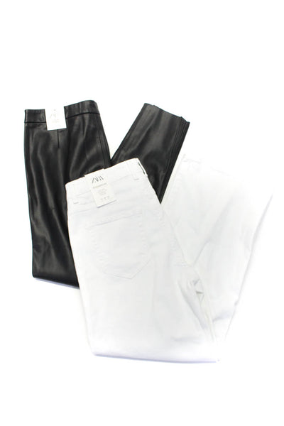 Zara Women's Button Closure Five Pockets Wide Leg Denim Pant White Size 6 Lot 2