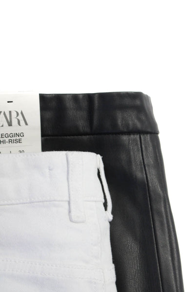 Zara Women's Button Closure Five Pockets Wide Leg Denim Pant White Size 6 Lot 2