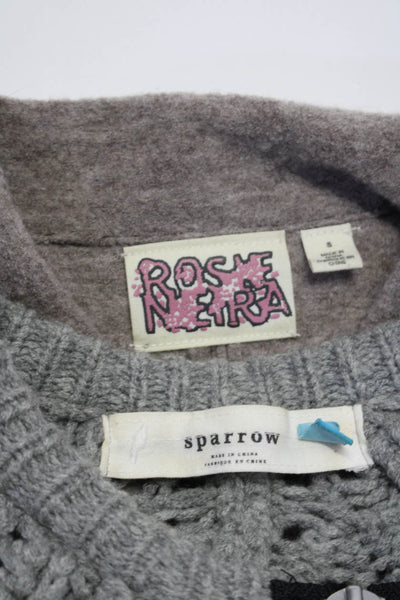 Sparrow Anthropologie Rosie Neira Womens Wool Cardigan Gray Size M S Lot 2