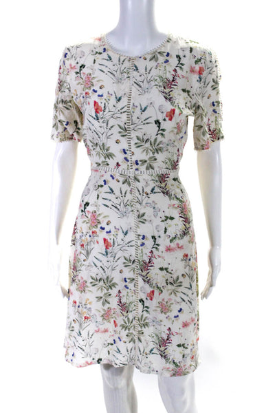 The Kooples Women's Round Neck Short Sleeves Floral Mini Dress Size M