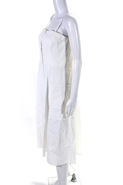 Theory Women's Spaghetti Straps Button Down Flare Midi Dress White Size 8