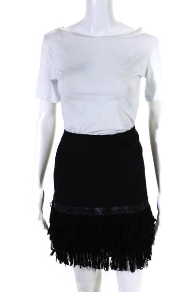 Fendi Women's Scoop Neck Sleeveless Fringe Two Piece Skirt Set Black Size 44