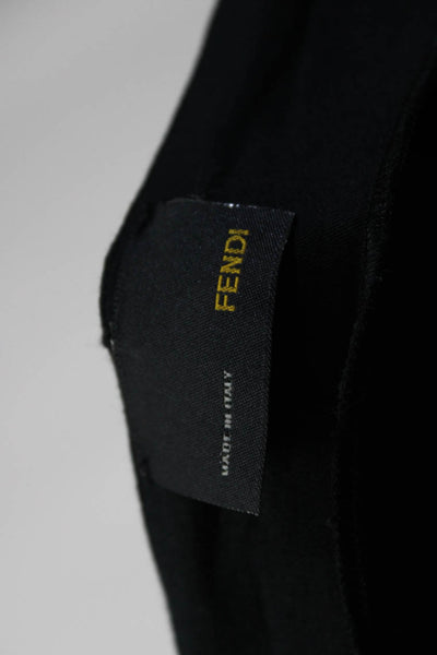 Fendi Women's Scoop Neck Sleeveless Fringe Two Piece Skirt Set Black Size 44