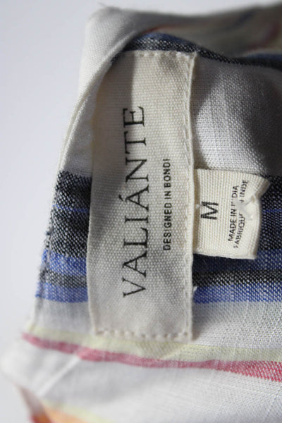 Valiante Womens Striped Print Tassel Bell Tied Tiered Maxi Dress White Size M