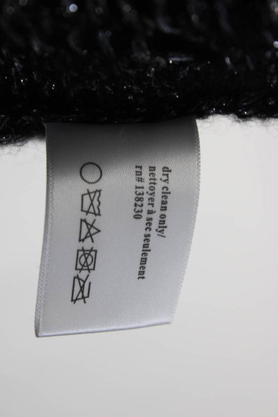 Pam & Gela Womens Metallic Wool Knit Buttoned Long Sleeve Cardigan Black Size L