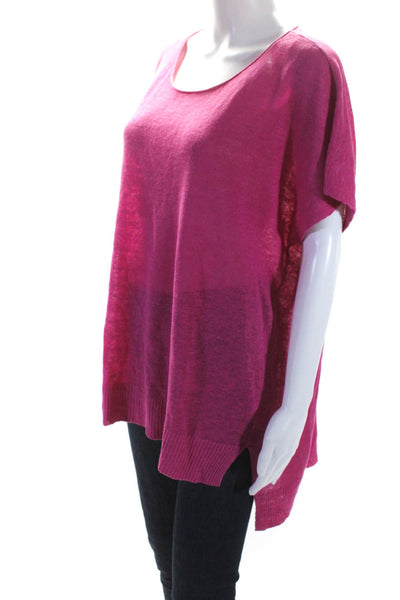Eileen Fisher Womens Sleeveless Scoop Neck Sweater Linen Pink Size Medium
