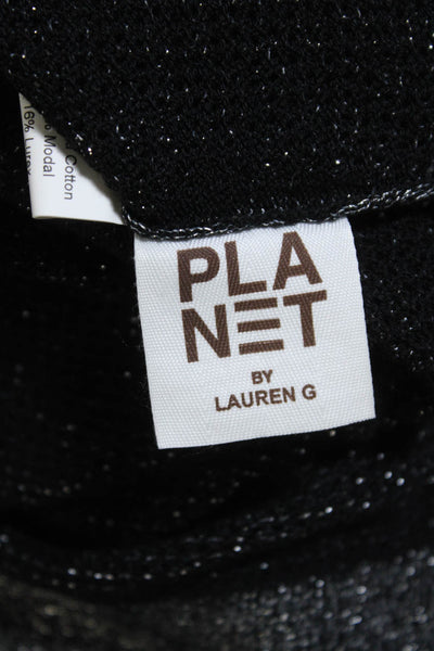 Eileen Fisher Womens Long Sleeve Crew Neck Sweater Metallic Black Size Large