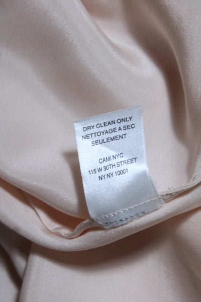 Cami Womens Silk Lace Trim V-Neck Pullover Tank Top Cami Blouse Peach Size M