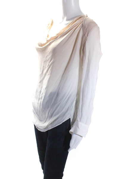 Haute Hippie Women's Cutouts Long Sleeves Sheer Silk Blouse Ombre Size S