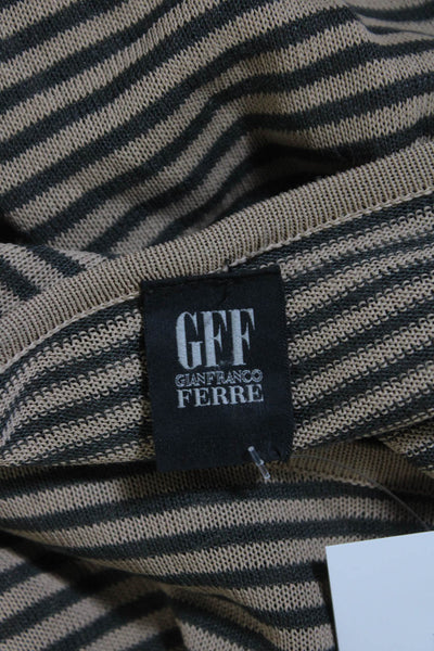 Gfferre Mens Striped Print Short Sleeve Round Neck Pullover Top Brown Size XL