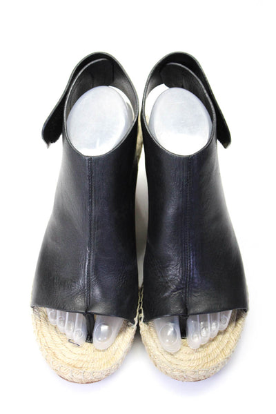 Celine Womens Hook & Loop Espadrille Wedge Thong Sandals Black Size 41 11