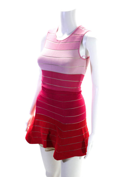 Torn by Ronny Kobo Women's Round Neck Sleeveless Bodycon Mini Dress Pink Size XS