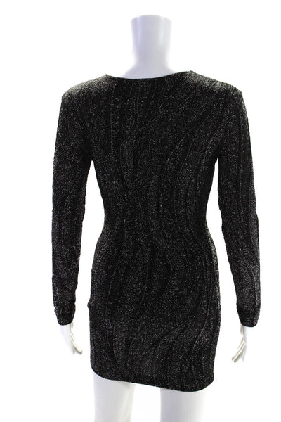 Torn by Ronny Kobo Women's Long Sleeves Glitter Fitted Mini Dress Black Size M
