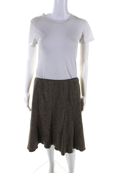 Gunex Womens Brown Wool Lined Side Zip Pleated Knee Length A-Line Skirt Size 10
