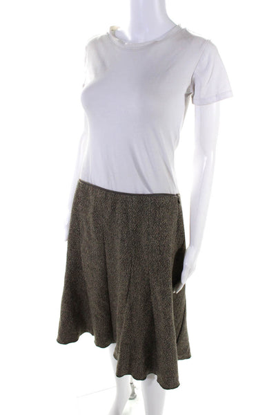 Gunex Womens Brown Wool Lined Side Zip Pleated Knee Length A-Line Skirt Size 10