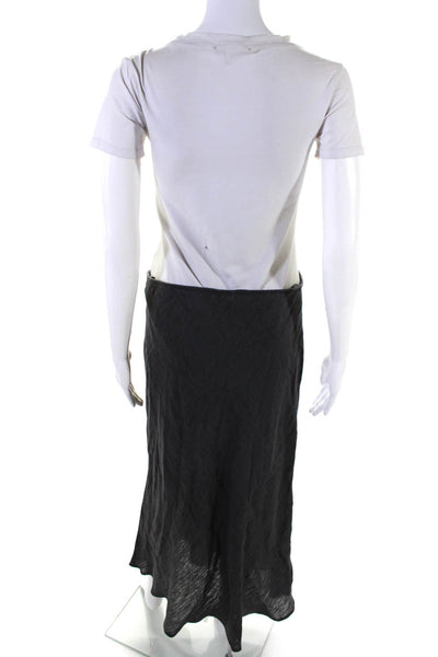 Eileen Fisher Womens Unlined Linen Blend Elastic Waist Maxi Skirt Gray Size M