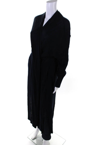 DKNY Womens Thin Knit Long Sleeve Longline Cardigan Sweater Navy Size M/L