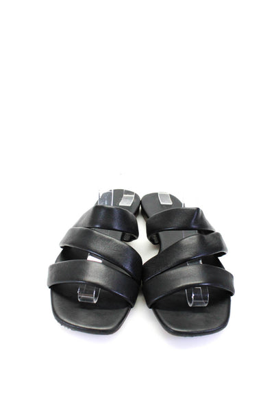 Vince Womens Leather Strappy Open Toe Slide On Sandals Flats Black Size 9M